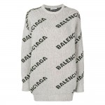 Balenciaga Jacquard Sweatshirt Gri Kadın