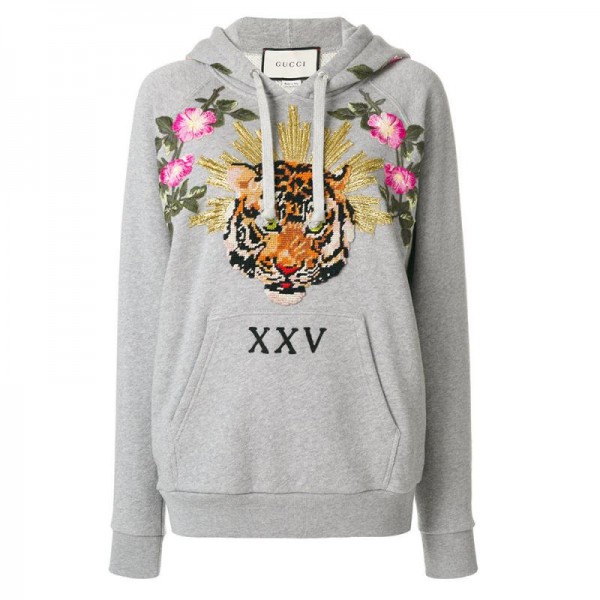 Gucci Embroidered Sweatshirt Gri Kadın