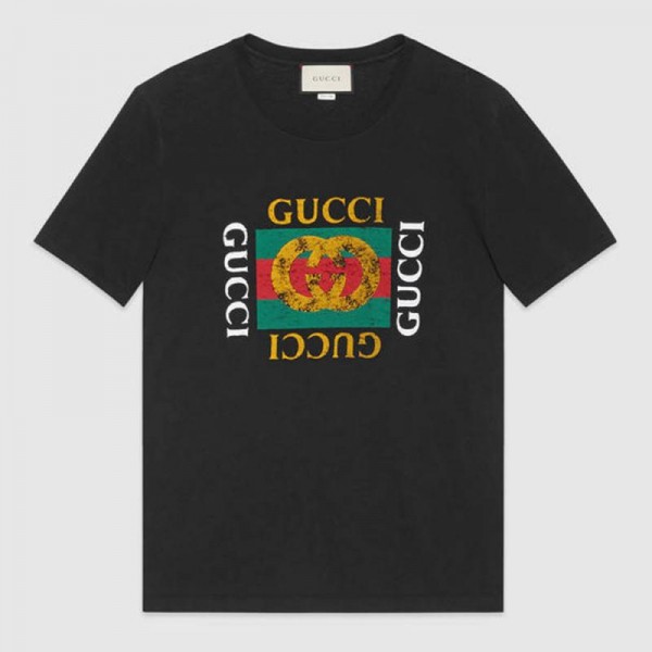 Gucci Print Tişört Siyah Erkek
