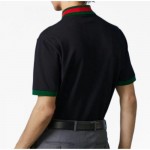 Gucci Web Stripe Collar Polo Tişört Siyah