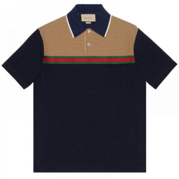 Gucci Web Stripe Polo Tişört Lacivert