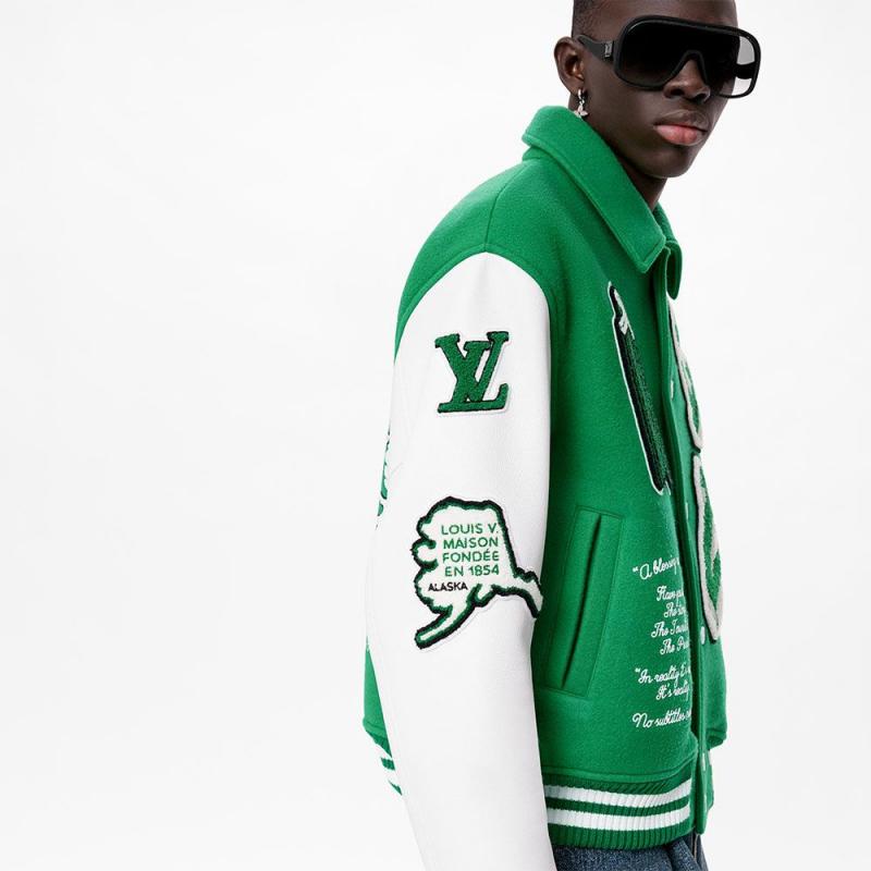 Louis Vuitton Varsity Jacket Sweatshirt Yeşil - Outlet Azpara