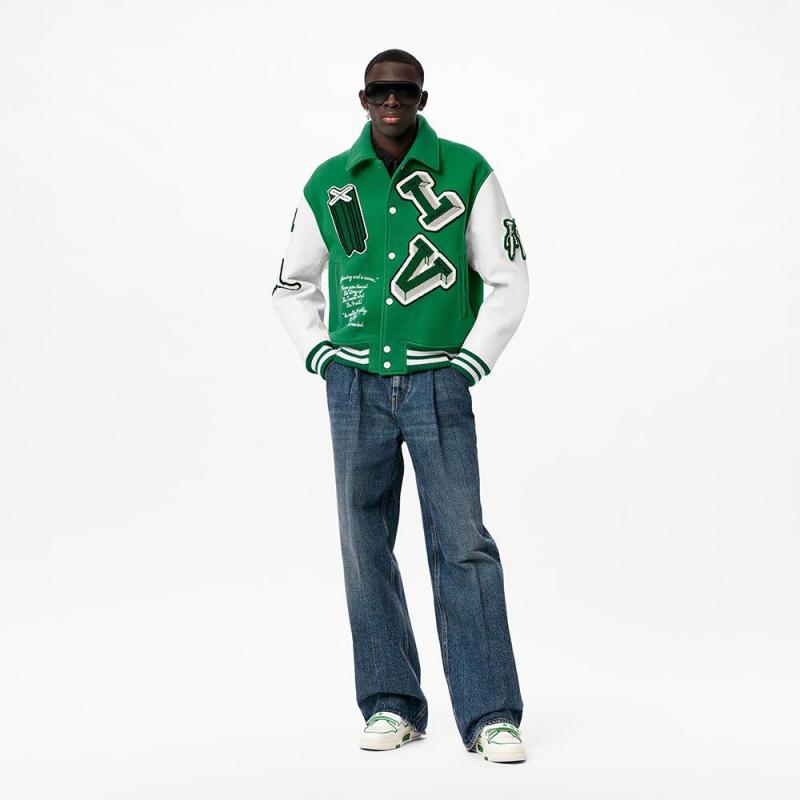 Louis Vuitton Varsity Jacket Sweatshirt Yeşil - Outlet Azpara