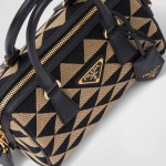 Prada Symbole Embroidered Jacquard Çanta Siyah